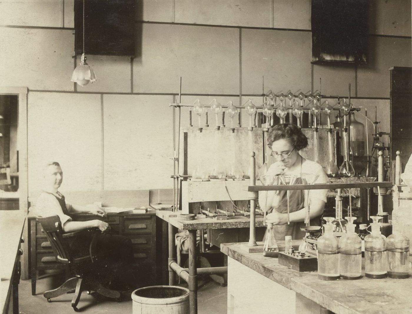 A scientist working with laboratory equipment
